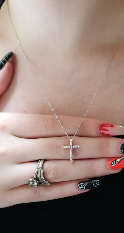 2.0 TCW Round Shape Moissanite Cross Necklace