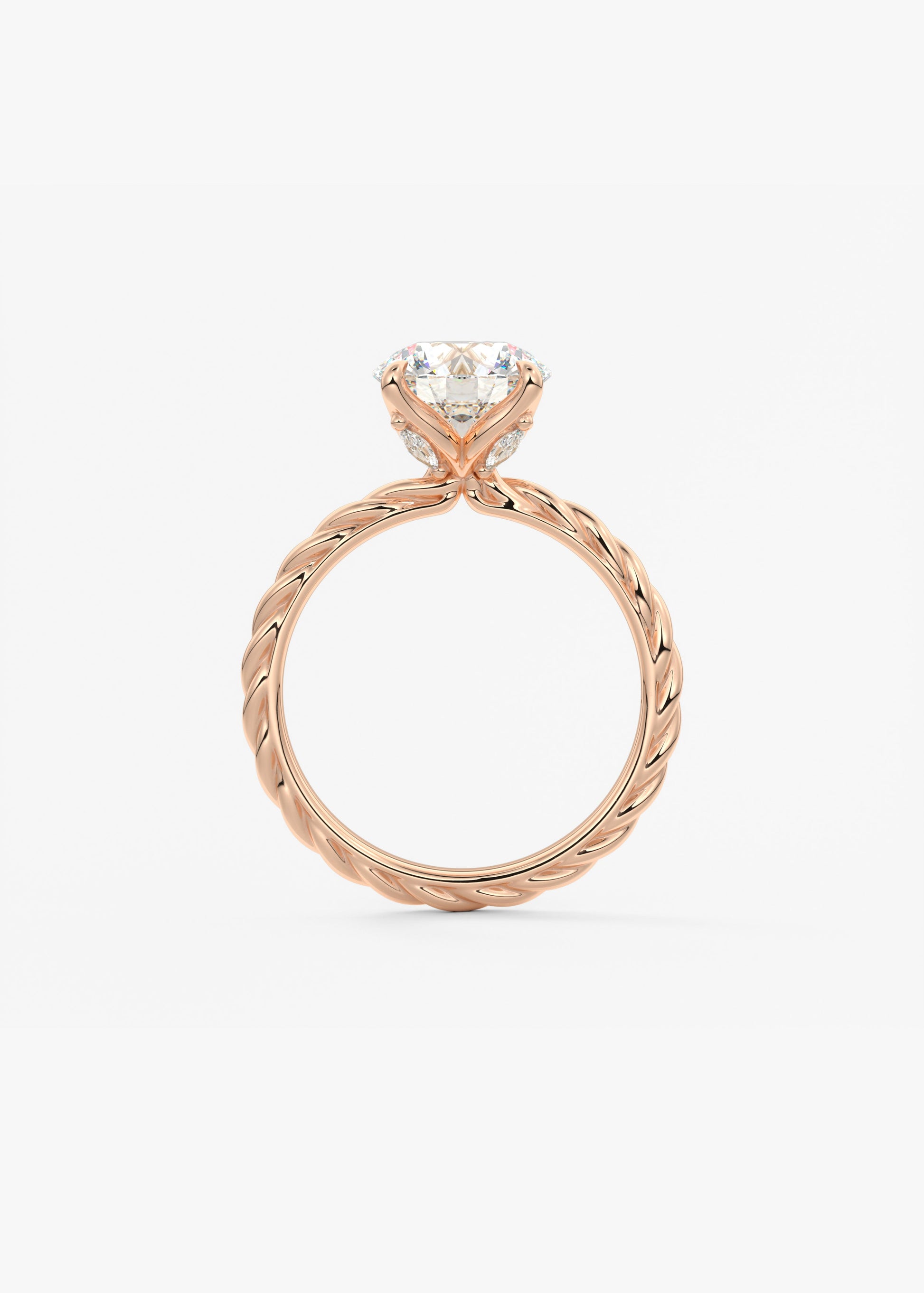 Round Twisted Multi Stones Lab Grown Diamond Engagement Ring