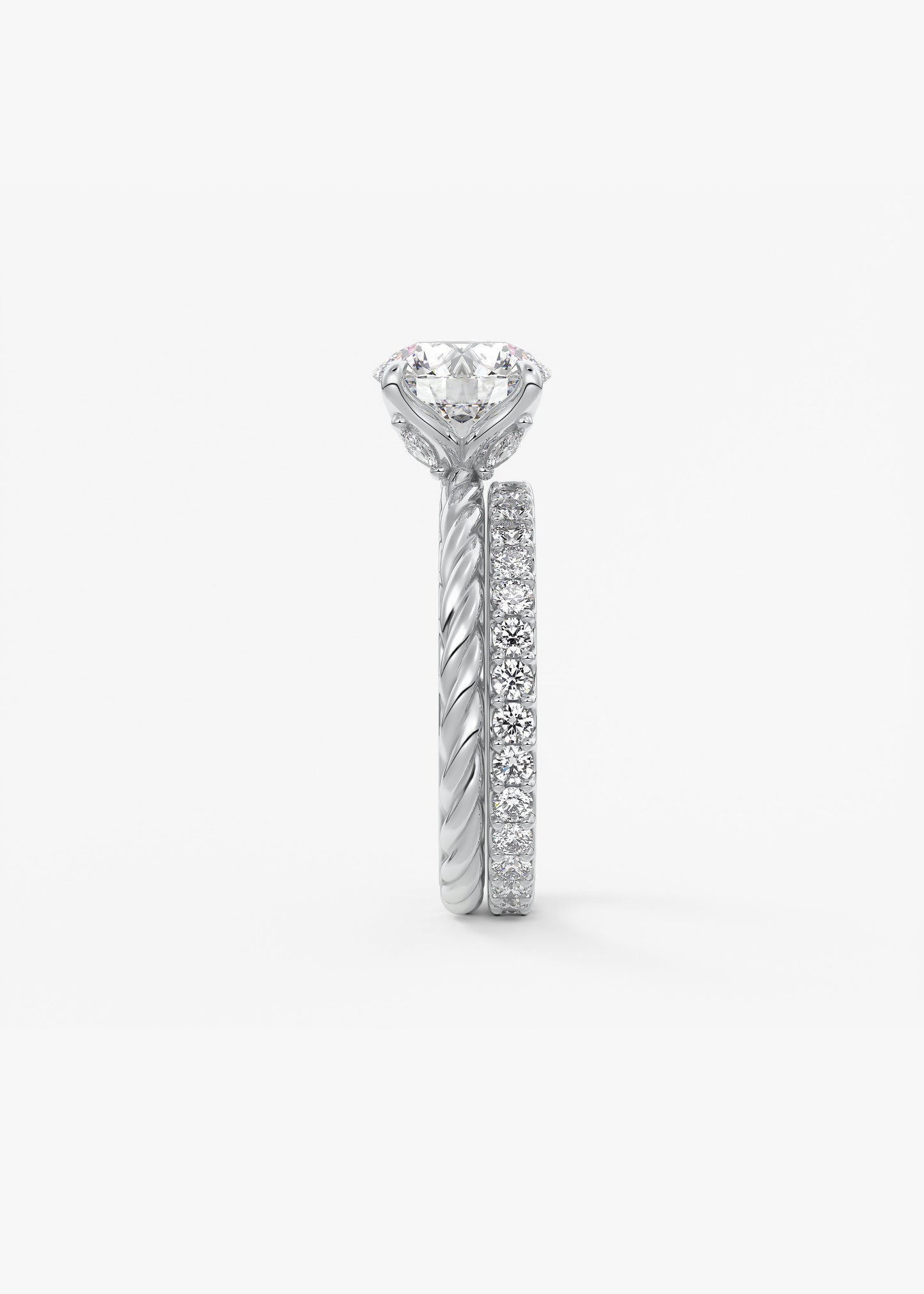 Round Twisted Multi Stones Lab Grown Diamond Engagement Ring