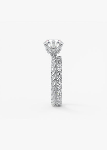 Round Twisted Multi Stones Lab Grown Diamond Engagement Ring