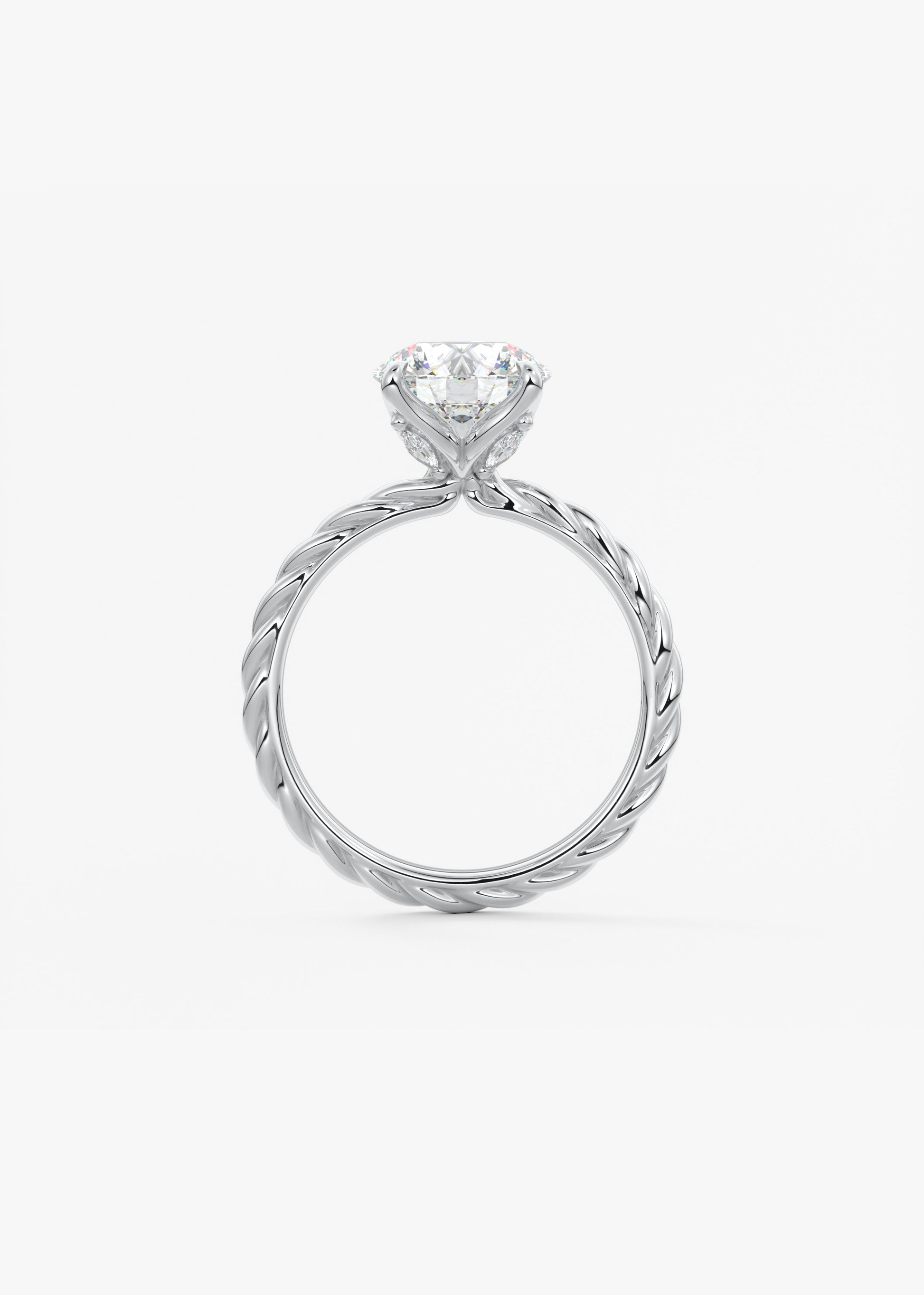 Round Twisted Multi Stones Lab Grown Diamond Engagement Ring