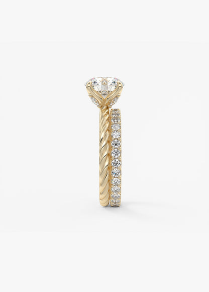 Round Twisted Multi Stones Lab Grown Diamond Engagement Ring