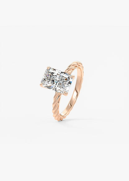 Radiant Twisted Multi Stones Lab Grown Diamond Engagement Ring