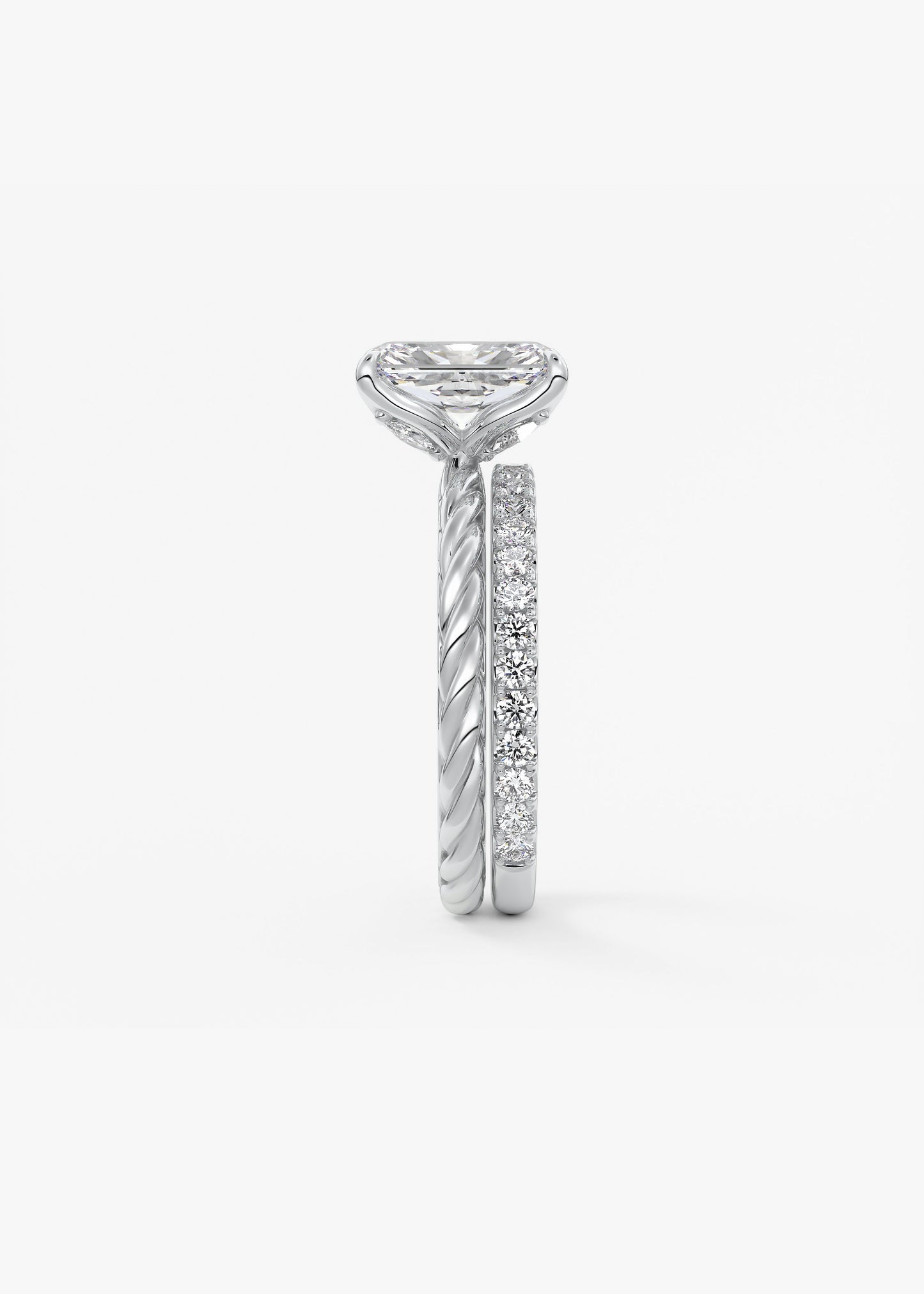 Radiant Twisted Multi Stones Lab Grown Diamond Engagement Ring