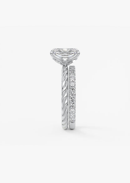 Radiant Twisted Multi Stones Lab Grown Diamond Engagement Ring