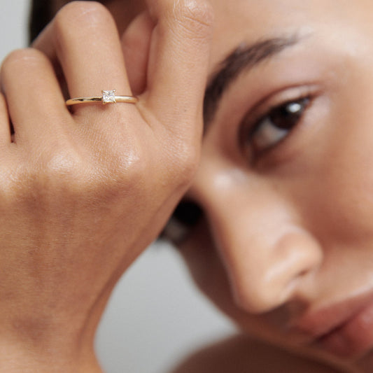 Stunning 0.2 CT Princess Moissanite Engagement Ring with Solitaire Design 1