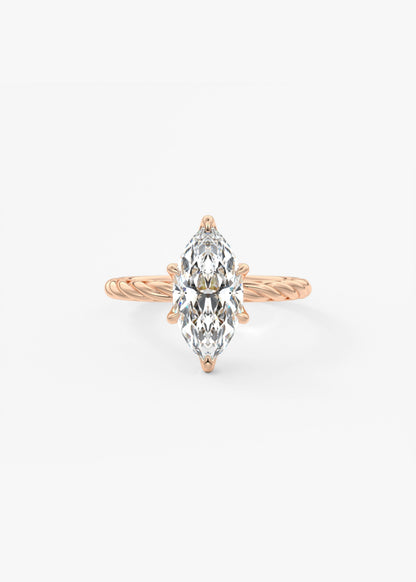 Marquise Twisted Multi Stones Lab Grown Diamond Engagement Ring