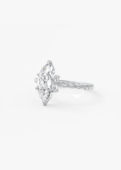 Marquise Twisted Multi Stones Lab Grown Diamond Engagement Ring