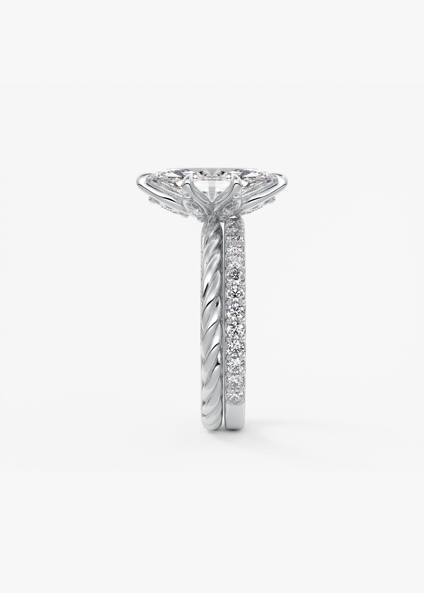 Marquise Twisted Multi Stones Lab Grown Diamond Engagement Ring
