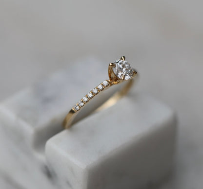 Round Cut Pave Lab Grown Diamond Engagement Ring