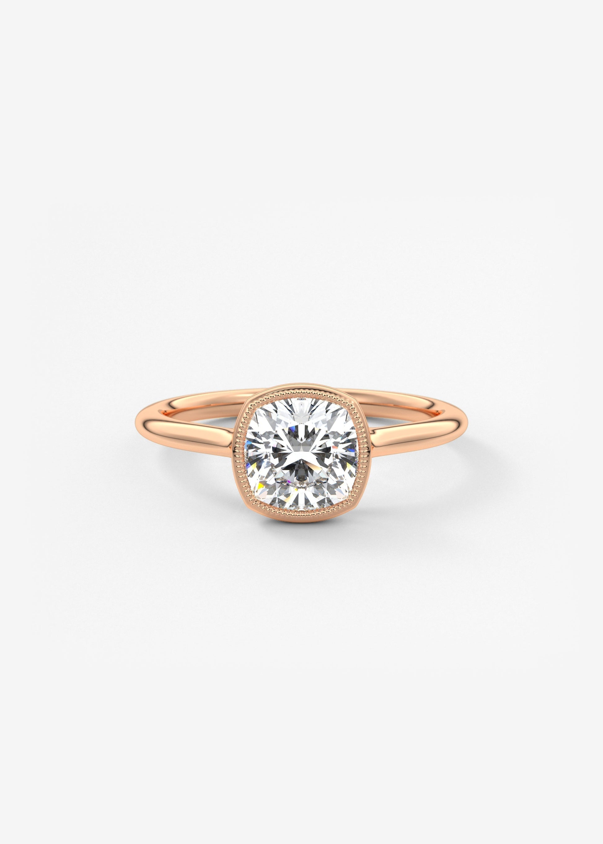 Cushion Milgrain Bezel Lab Grown Diamond Engagement Ring