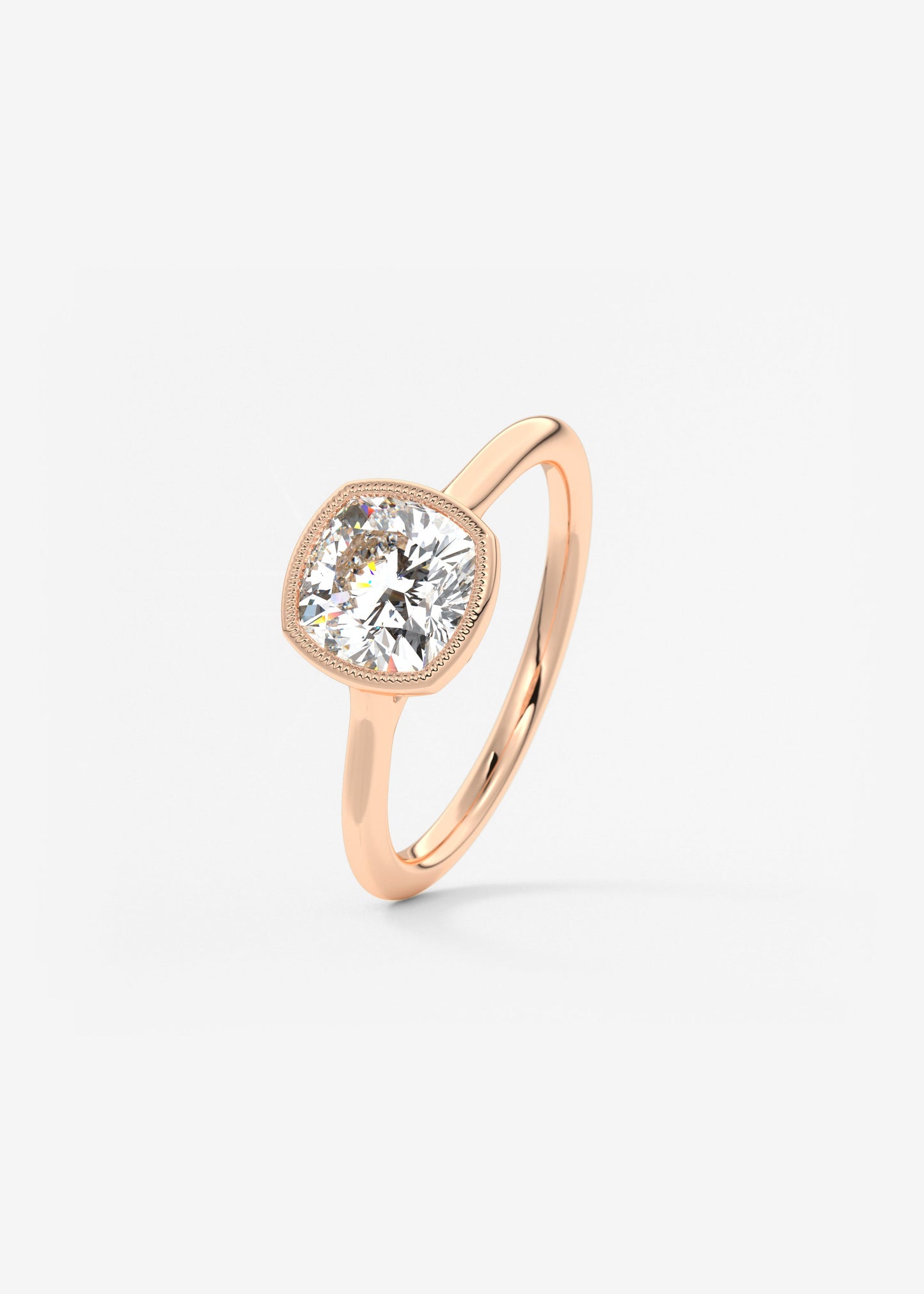 Cushion Milgrain Bezel Lab Grown Diamond Engagement Ring