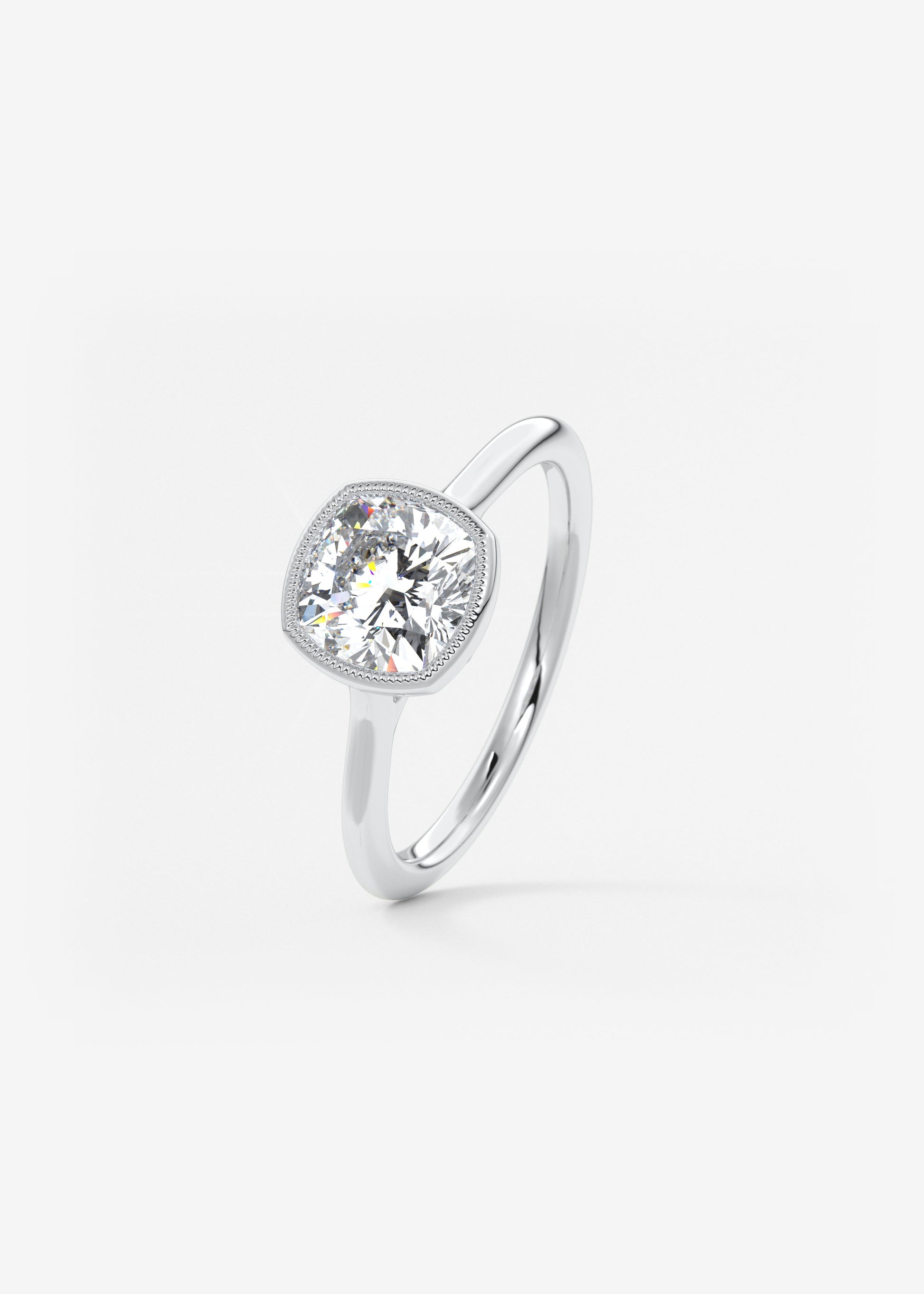 Cushion Milgrain Bezel Lab Grown Diamond Engagement Ring