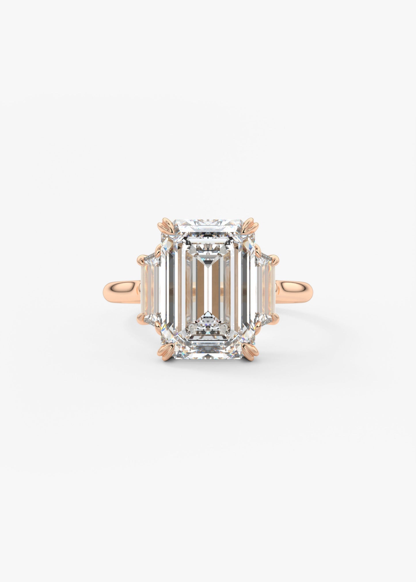 Emerald Three Stone Lab Grown Diamond Engagement Ring