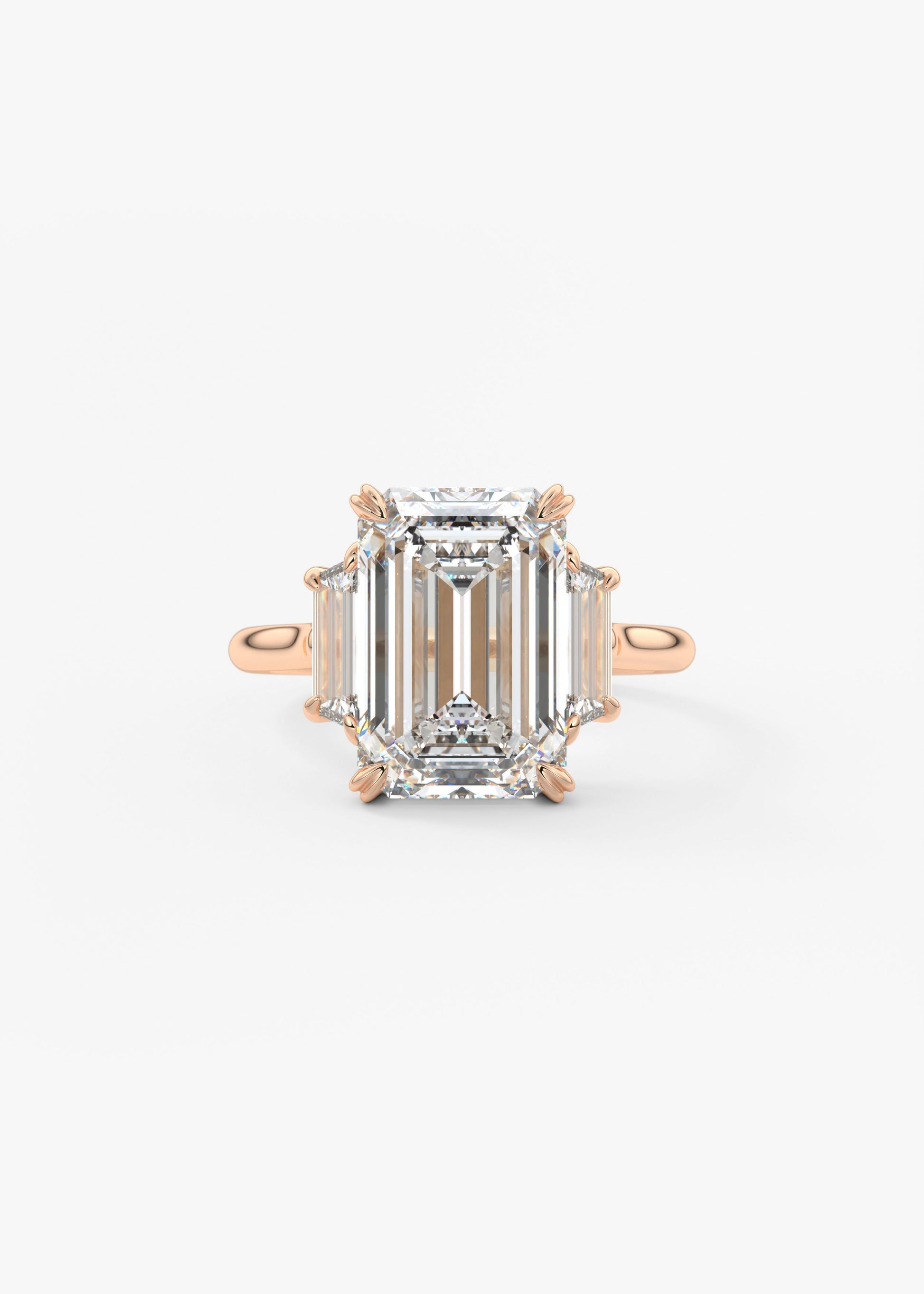 Emerald Three Stone Lab Grown Diamond Engagement Ring