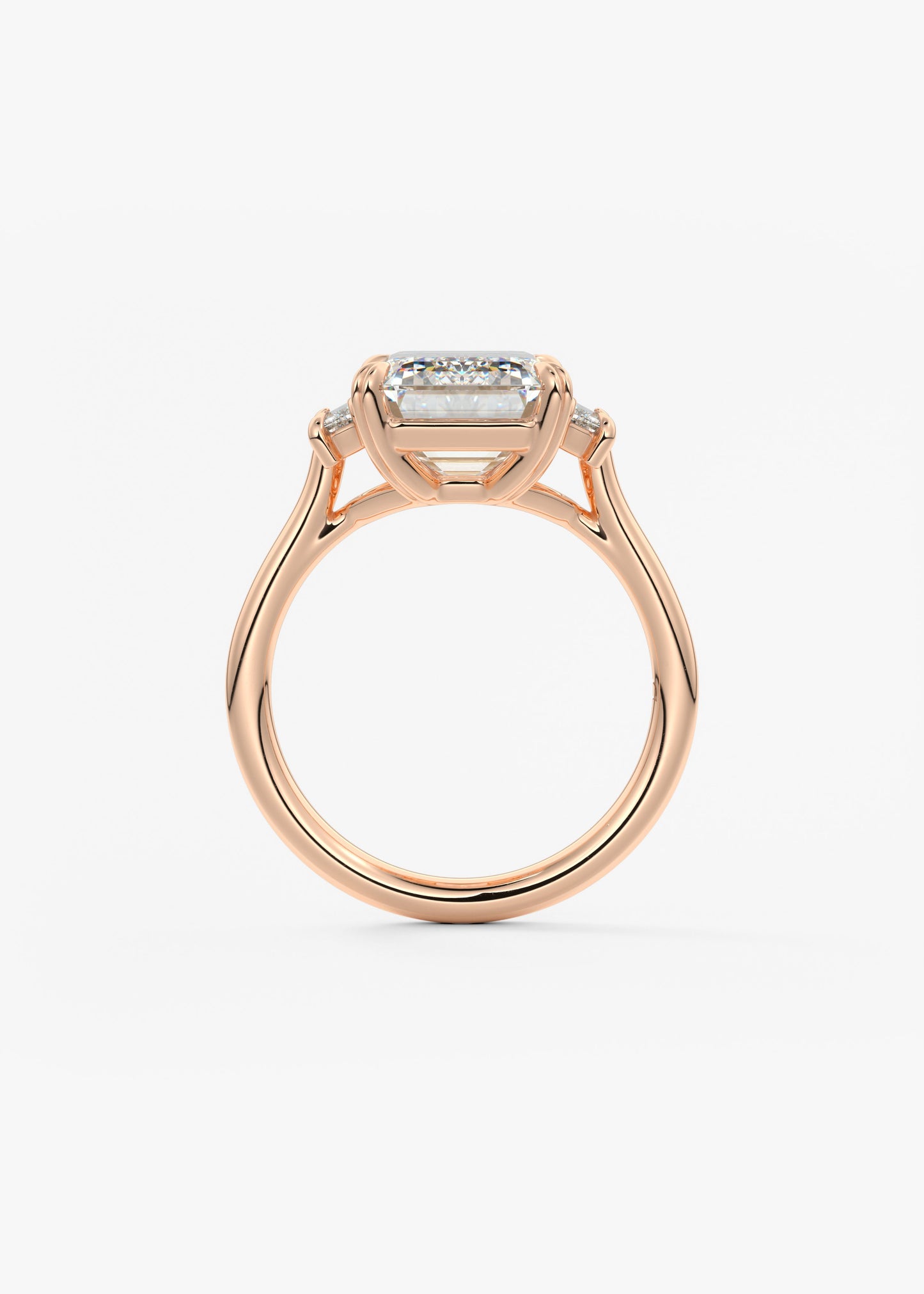 Emerald Three Stone Lab Grown Diamond Engagement Ring