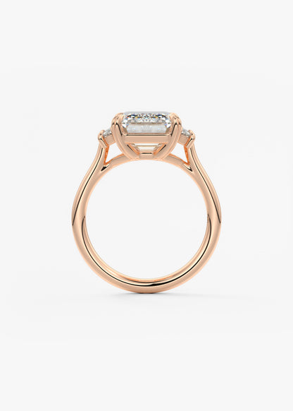 Emerald Three Stone Lab Grown Diamond Engagement Ring