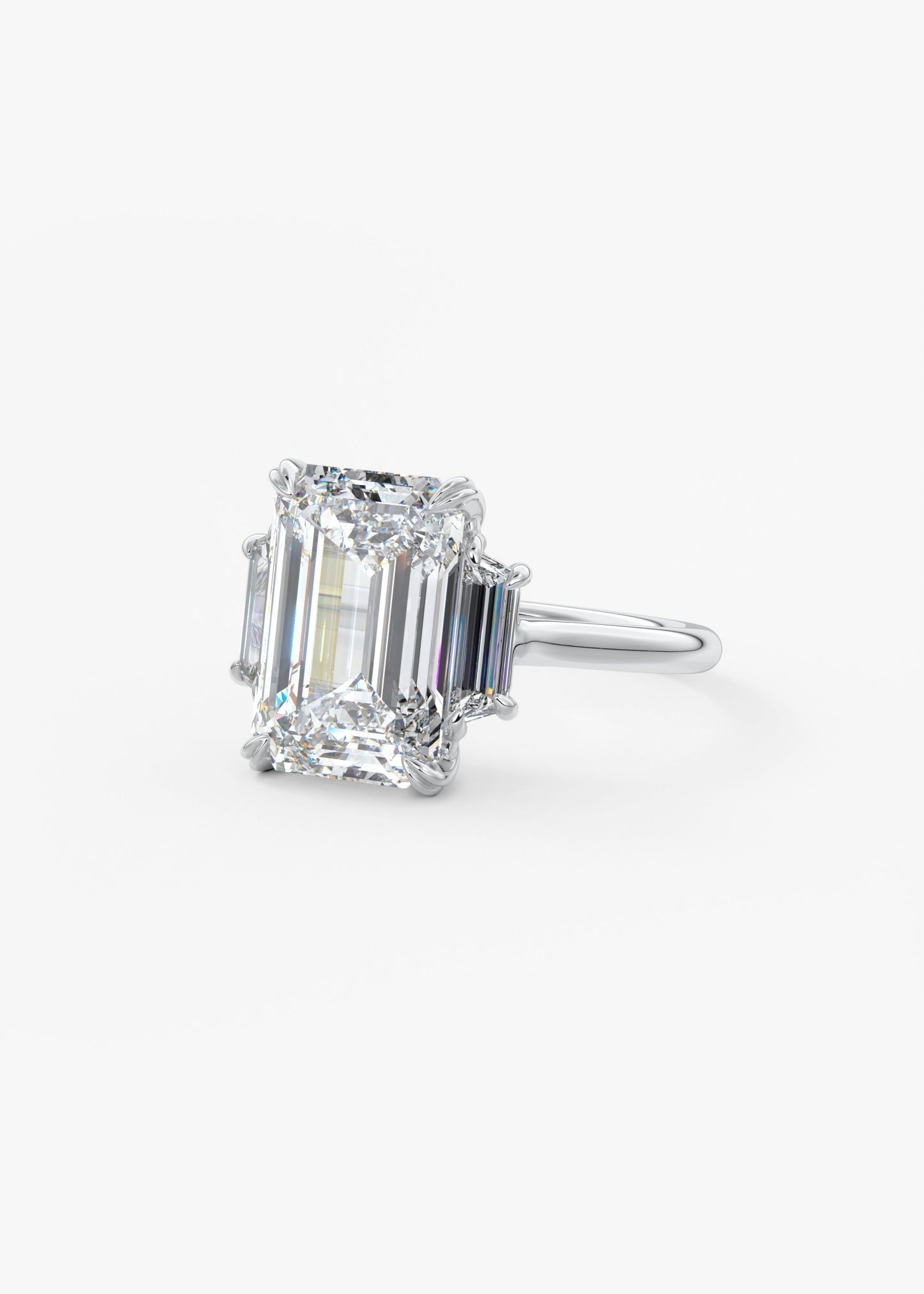Emerald Three Stone Lab Grown Diamond Engagement Ring