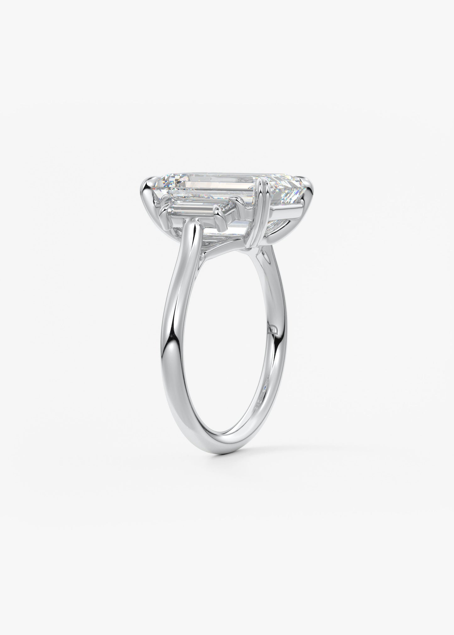 Emerald Three Stone Lab Grown Diamond Engagement Ring
