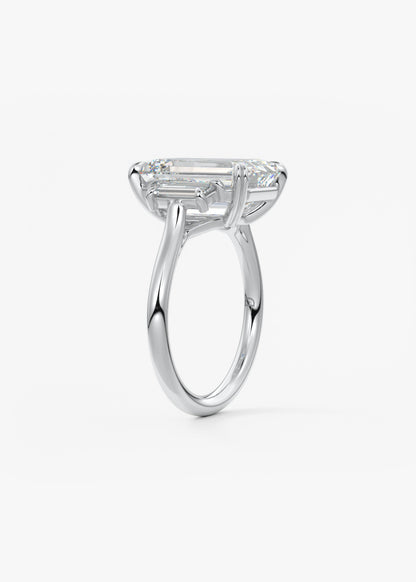 Emerald Three Stone Lab Grown Diamond Engagement Ring