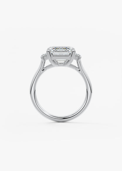 Emerald Three Stone Lab Grown Diamond Engagement Ring