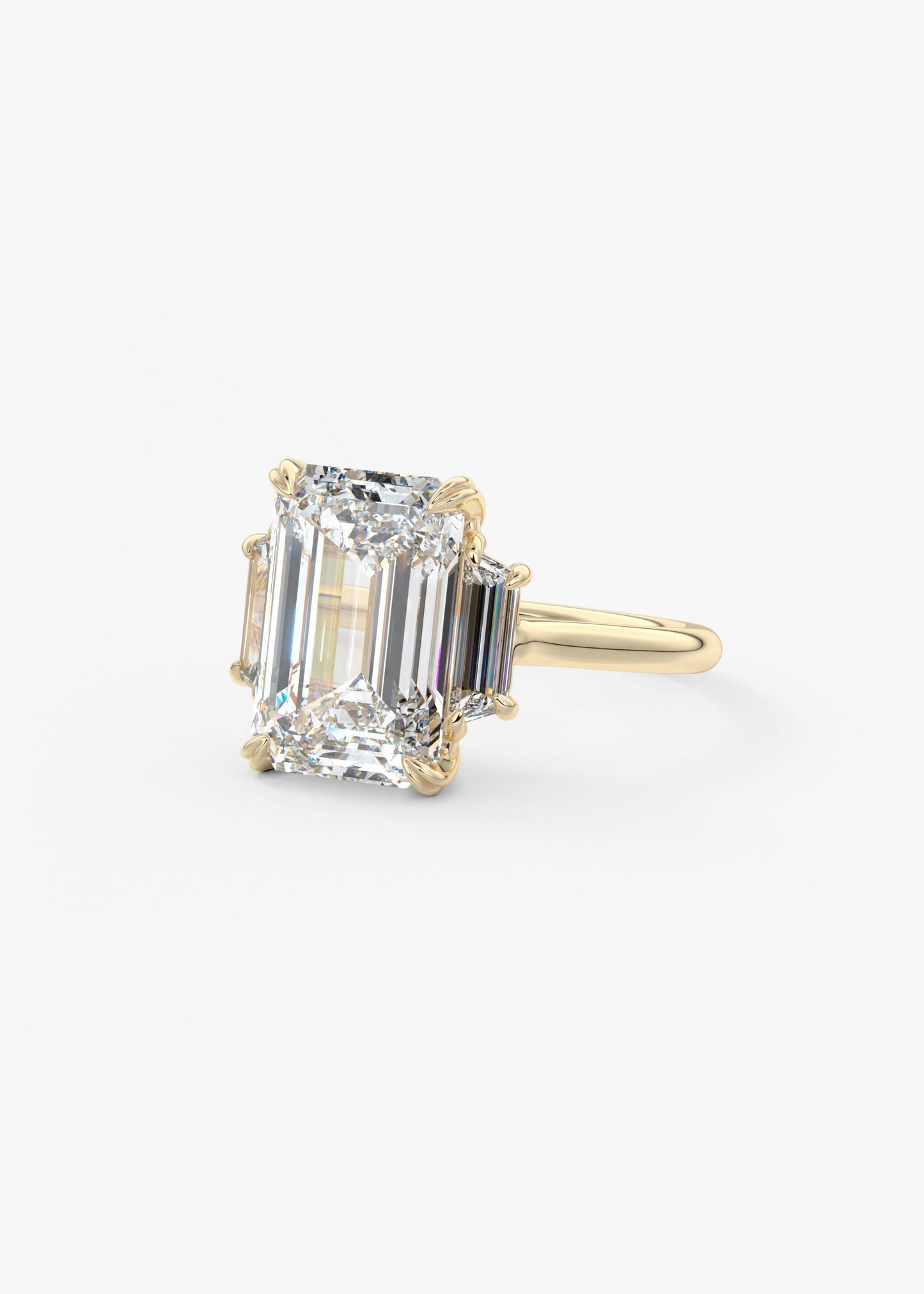Emerald Three Stone Lab Grown Diamond Engagement Ring