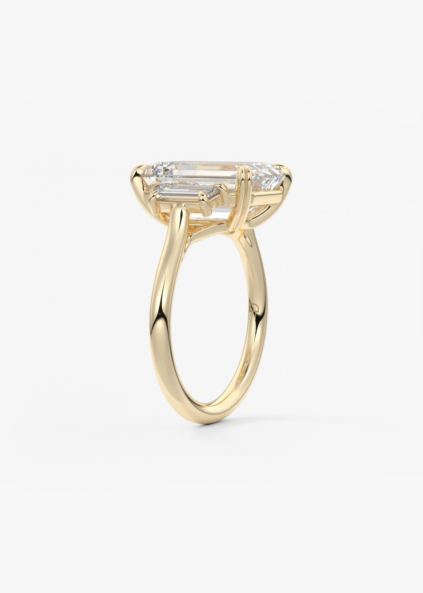 Emerald Three Stone Lab Grown Diamond Engagement Ring