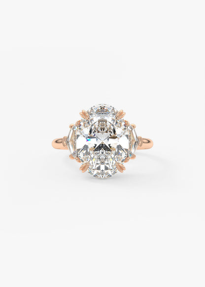 Oval Three Stone Lab Grown Diamond Engagement Ring