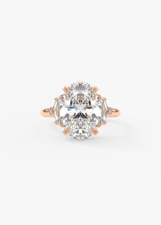 Oval Three Stone Lab Grown Diamond Engagement Ring