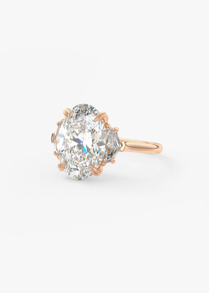 Oval Three Stone Lab Grown Diamond Engagement Ring