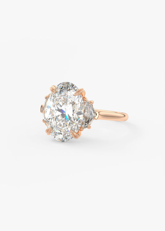 Oval Three Stone Lab Grown Diamond Engagement Ring