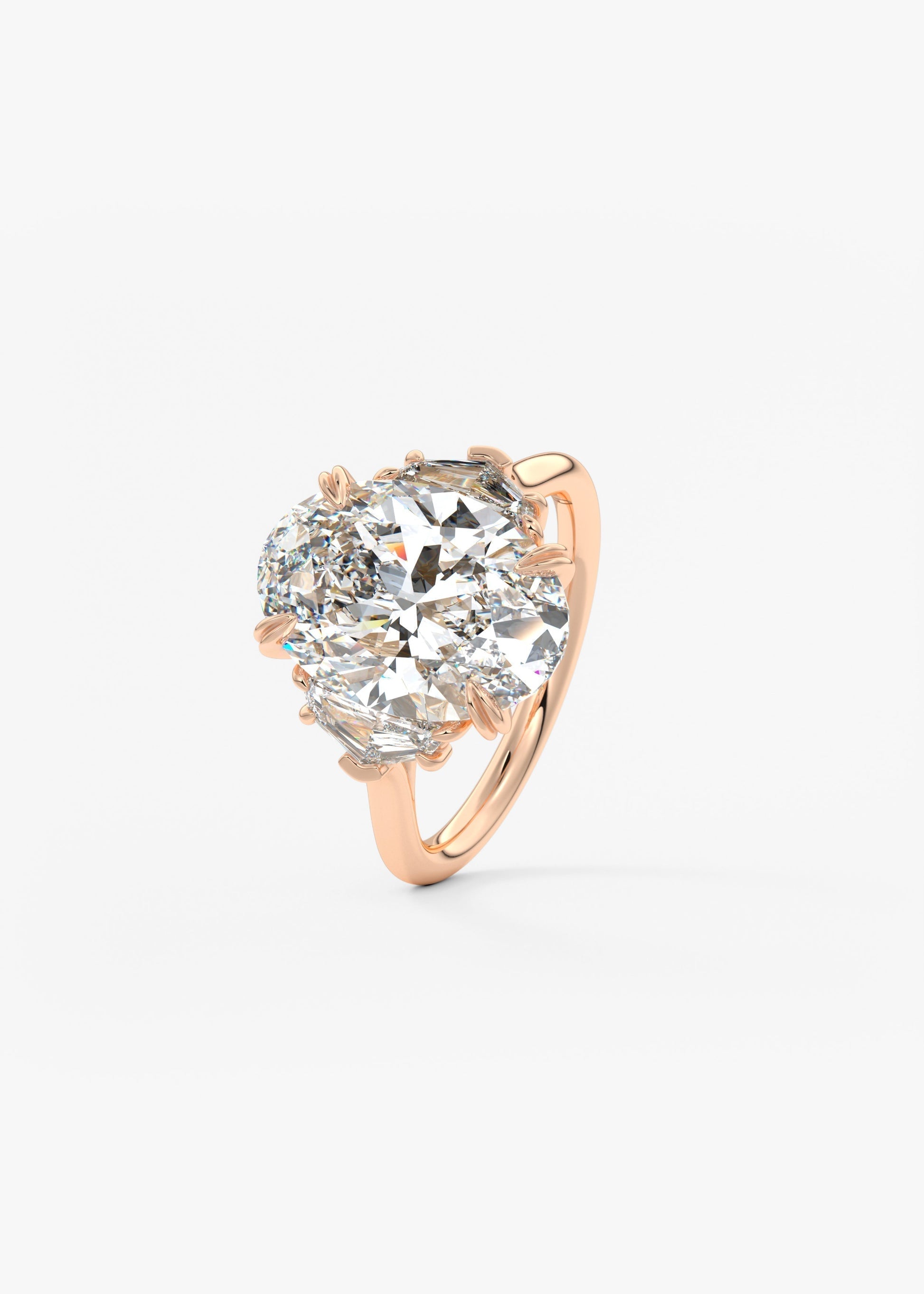 Oval Three Stone Lab Grown Diamond Engagement Ring