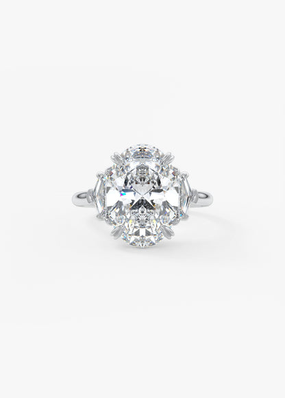 Oval Three Stone Lab Grown Diamond Engagement Ring