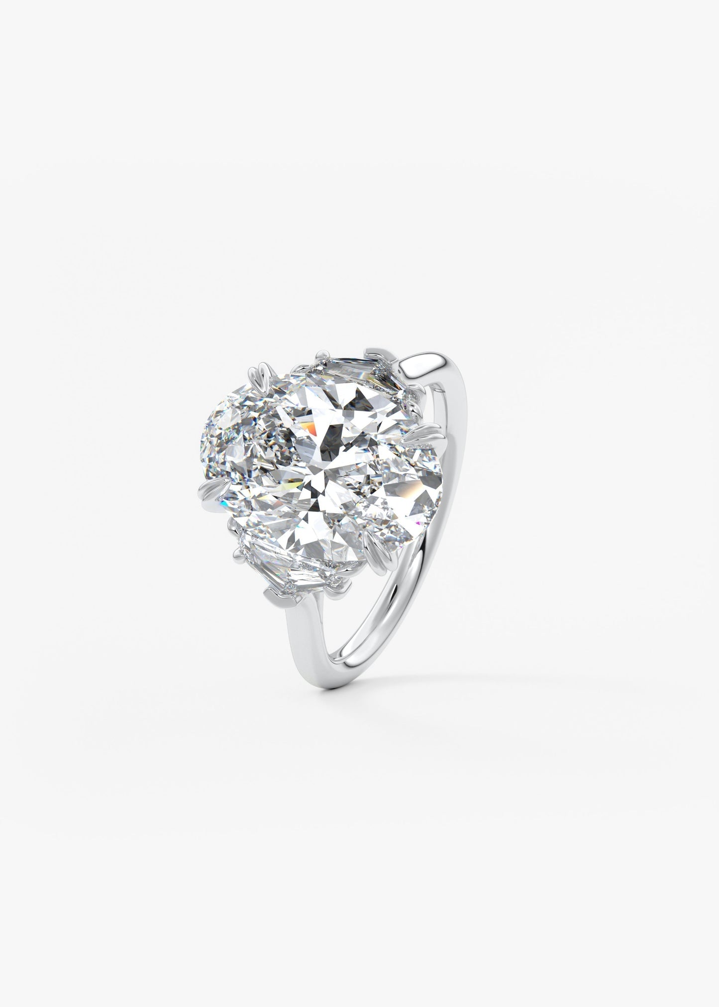 Oval Three Stone Lab Grown Diamond Engagement Ring