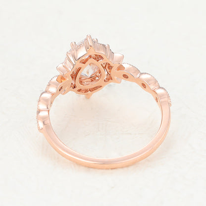 Pear Vintage Art Deco Lab-Grown Diamond Engagement Ring