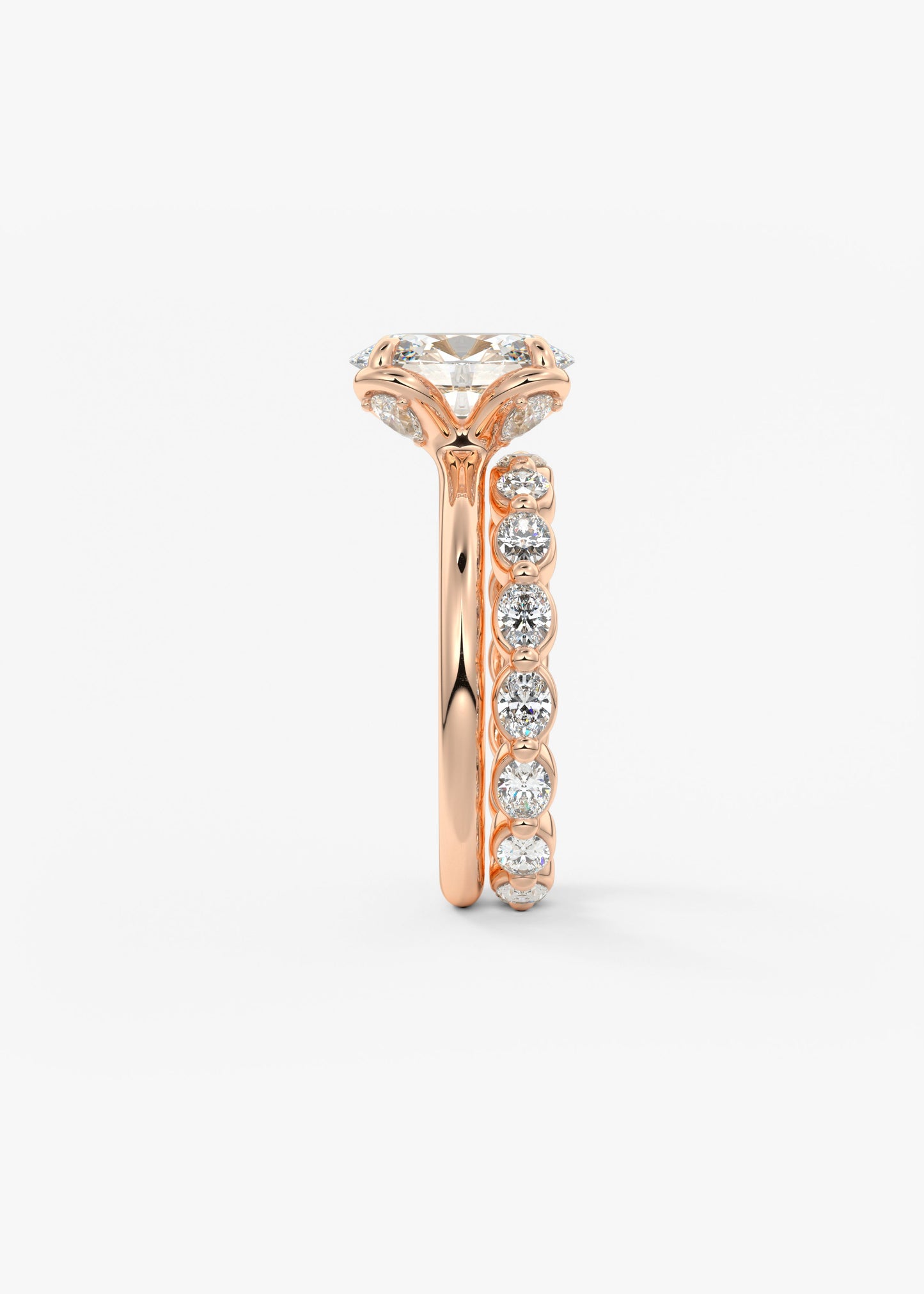 Oval Multi Stones Lab Grown Diamond Engagement Ring