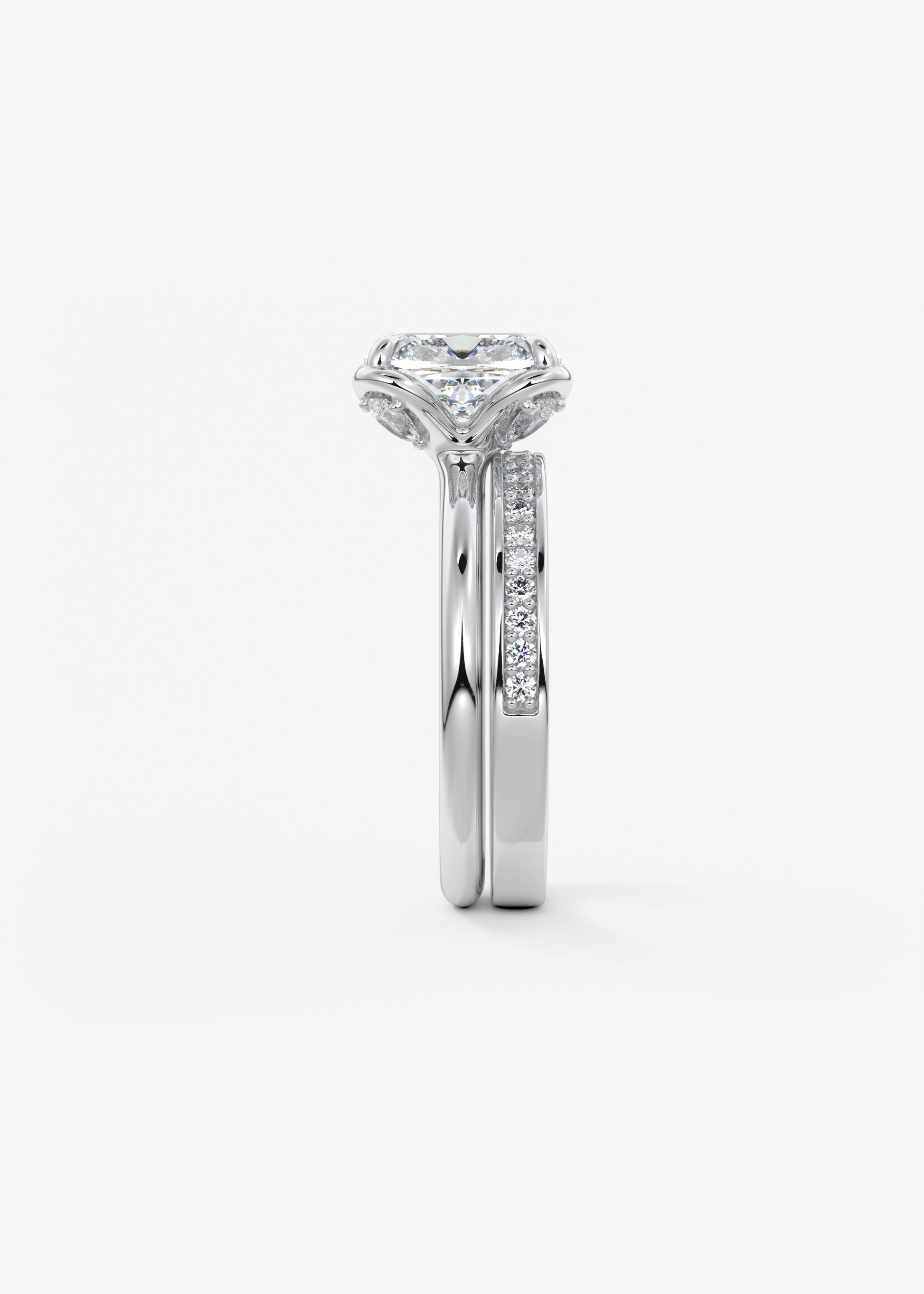 Elongated Cushion Multi Stones Lab Grown Diamond Engagement Ring