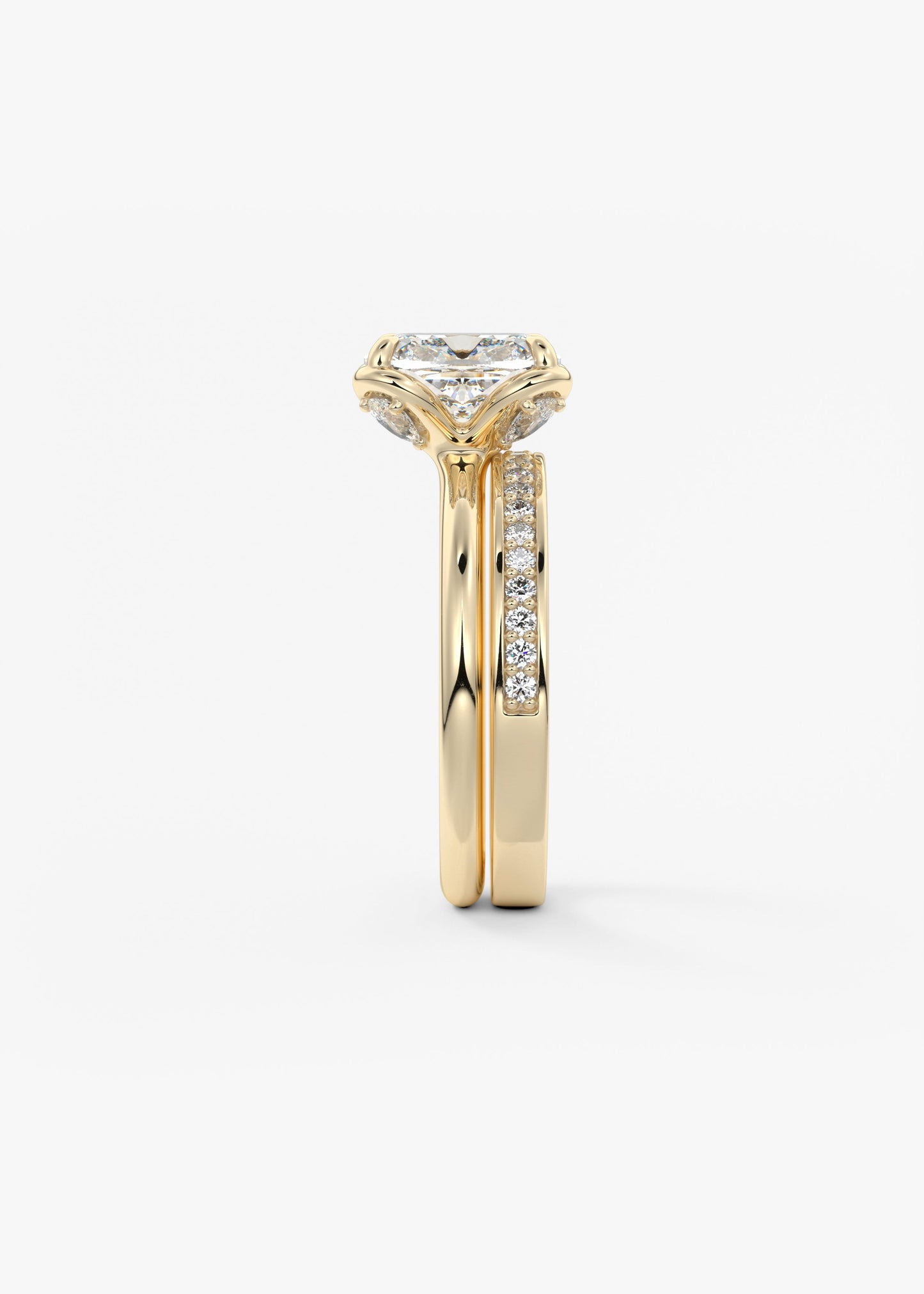 Elongated Cushion Multi Stones Lab Grown Diamond Engagement Ring