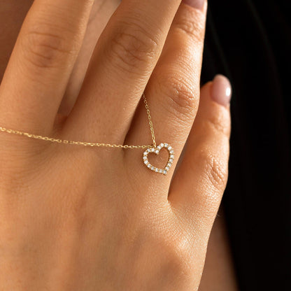 0.3 TCW Round Shape Moissanite Heart Style Necklace