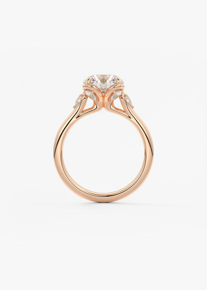 Round Cluster Lab Grown Diamond Engagement Ring