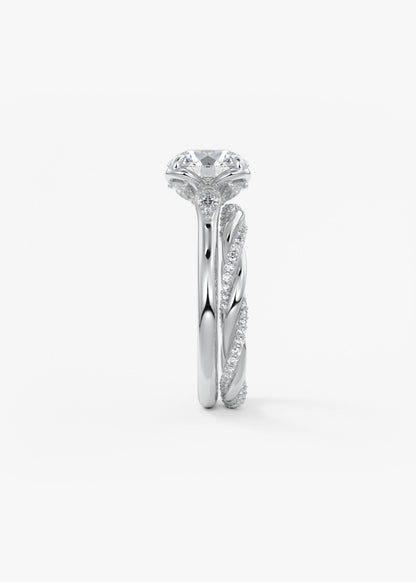 Round Cluster Lab Grown Diamond Engagement Ring