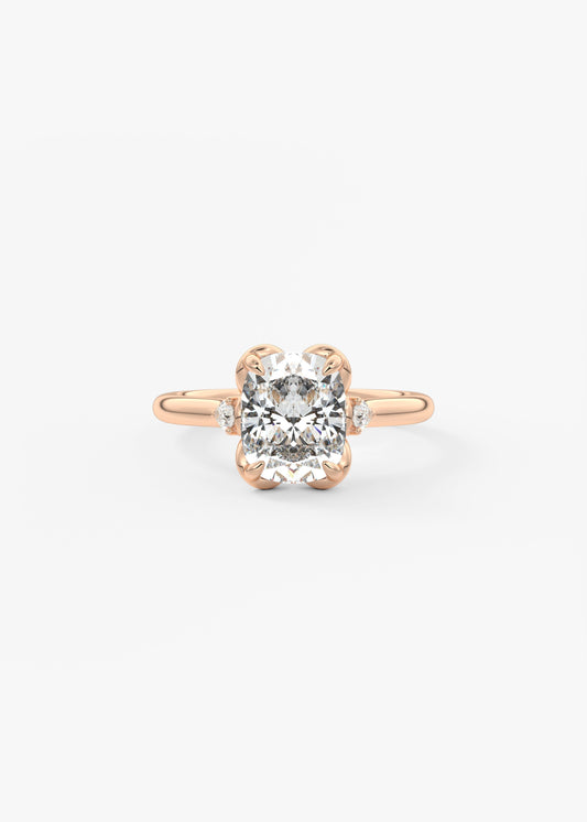 Elongated Cushion Cluster Lab Grown Diamond Engagement Ring