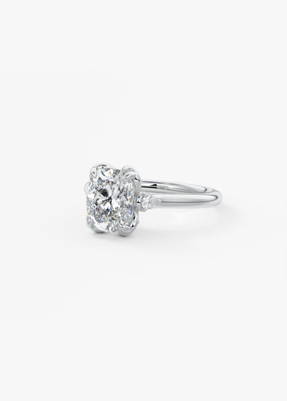 Elongated Cushion Cluster Lab Grown Diamond Engagement Ring