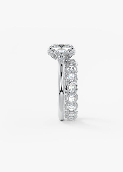 Elongated Cushion Cluster Lab Grown Diamond Engagement Ring