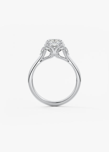 Elongated Cushion Cluster Lab Grown Diamond Engagement Ring
