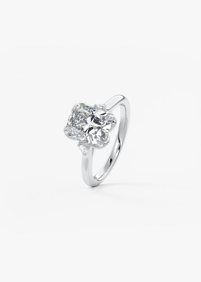 Elongated Cushion Cluster Lab Grown Diamond Engagement Ring