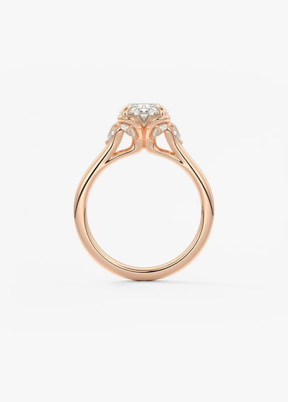 Oval Cluster Lab Grown Diamond Engagement Ring