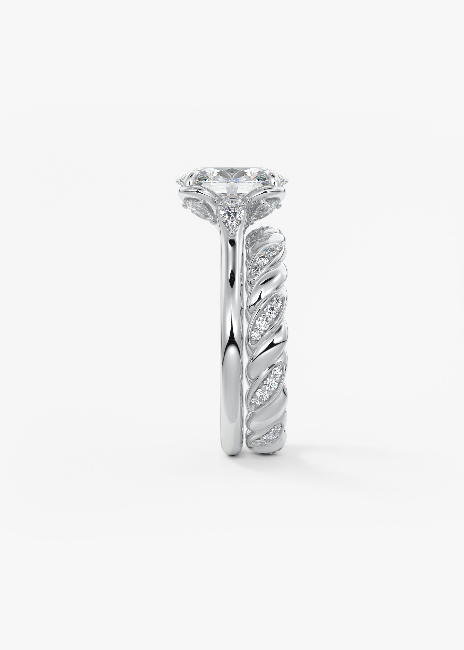 Oval Cluster Lab Grown Diamond Engagement Ring