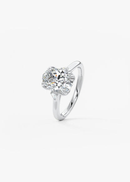 Oval Cluster Lab Grown Diamond Engagement Ring
