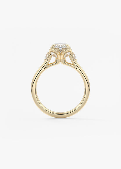Oval Cluster Lab Grown Diamond Engagement Ring